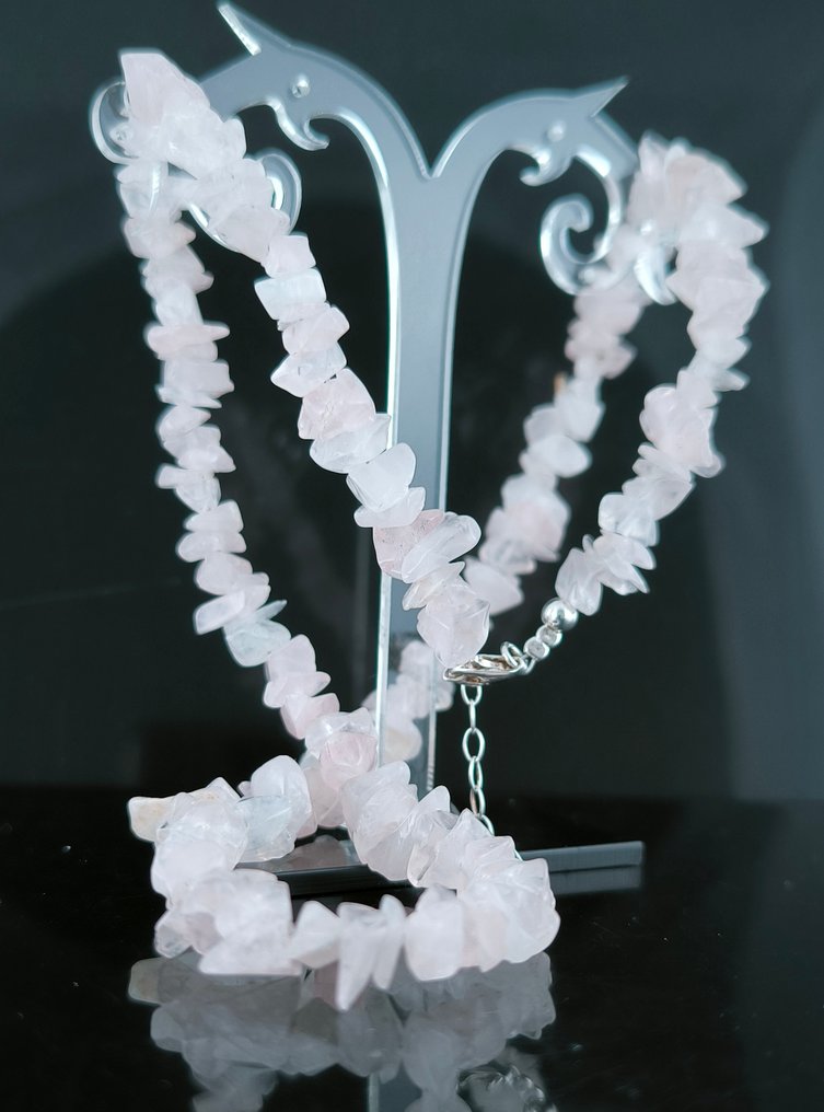 Ροζ χαλαζίας Κοσμήματα - Ύψος: 46 cm - Πλάτος: 10 mm- 32.47 g - (1) #4.3