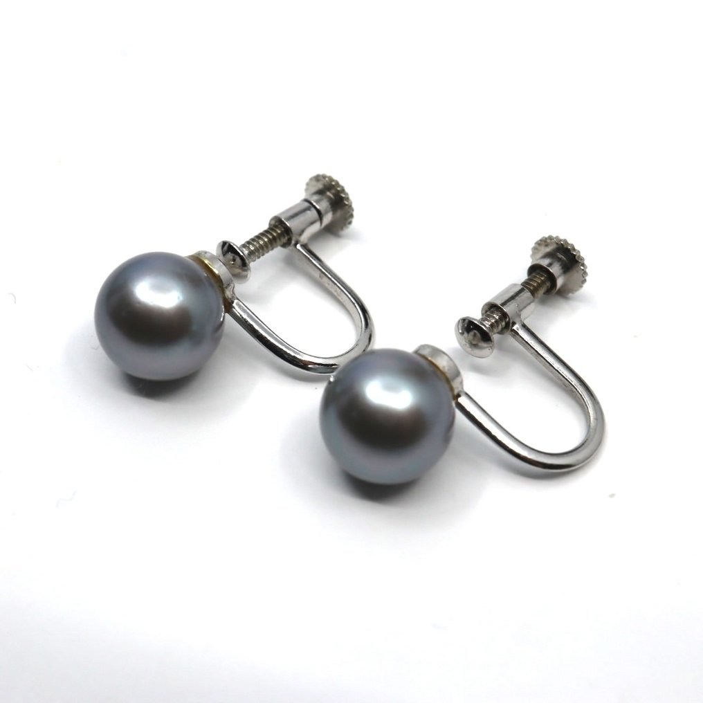 Senza prezzo di riserva - Collana Argento Perla - Monocorda tinto di nero #1.0