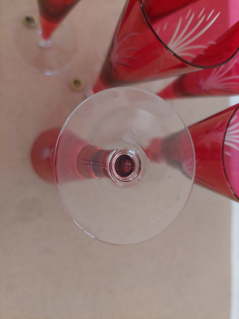 verreries de boussu - 香槟杯 (6) - 玻璃 - 6 个香槟杯，装饰艺术风格 #4.3