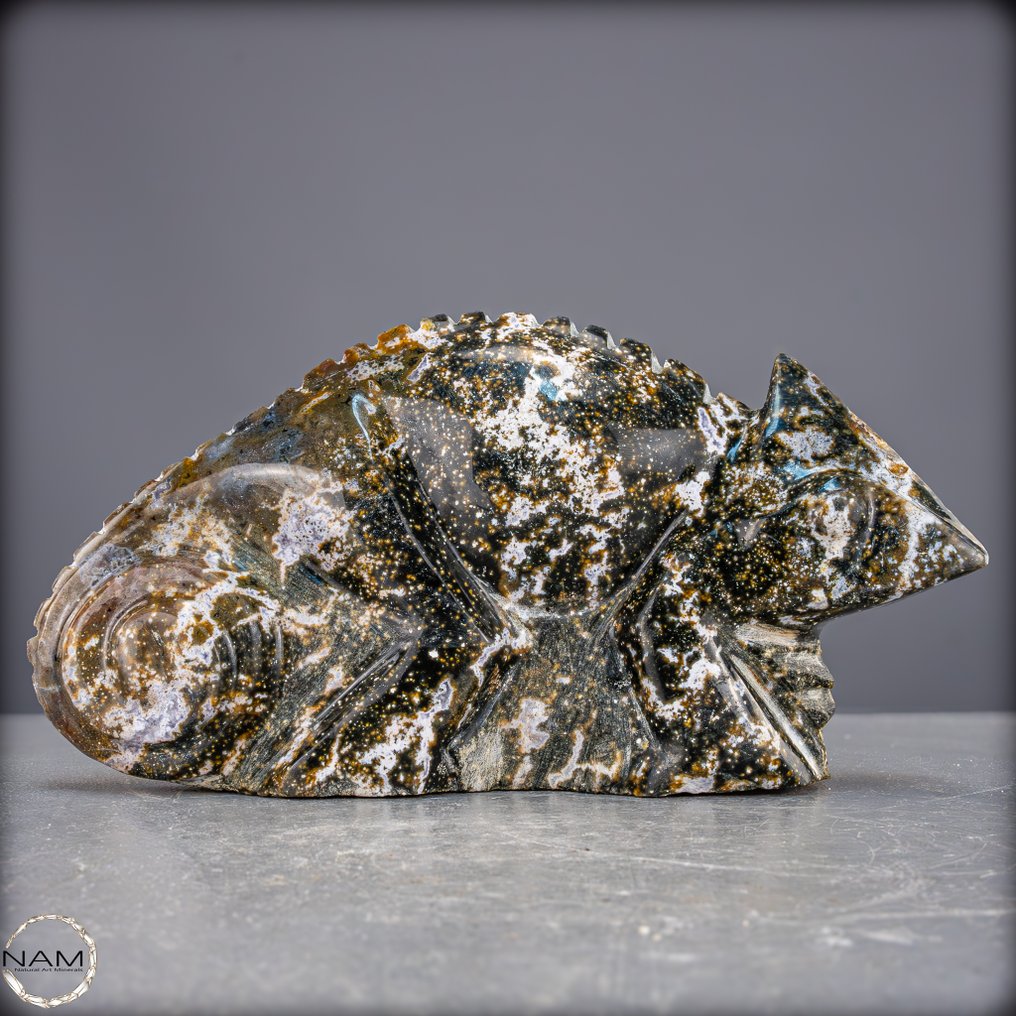 Atemberaubender Ocean-Achat Leguan – Naturkunst in perfekter Harmonie- 1874.74 g #1.0