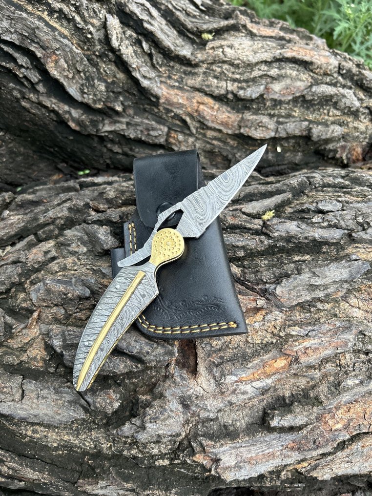 Folding Knife - Μαχαίρι κουζίνας - Αναδιπλούμενο μαχαίρι -  μαχαίρι - Κατσικίσιο δέρμα - Βόρεια Αμερική - Χειροποίητο αναδιπλούμενο μαχαίρι #2.1