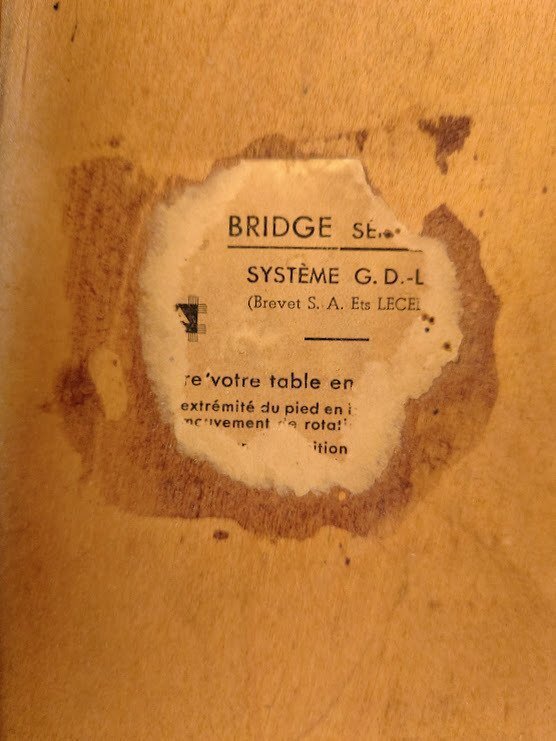 Τραπέζι παιχνιδιών (2) - Πίνακας και Παιχνίδι Μπριτζ - Μαζικό ξύλο από acajou - Χάλυβας - Υφάσματα - Χαρτόνι #3.2