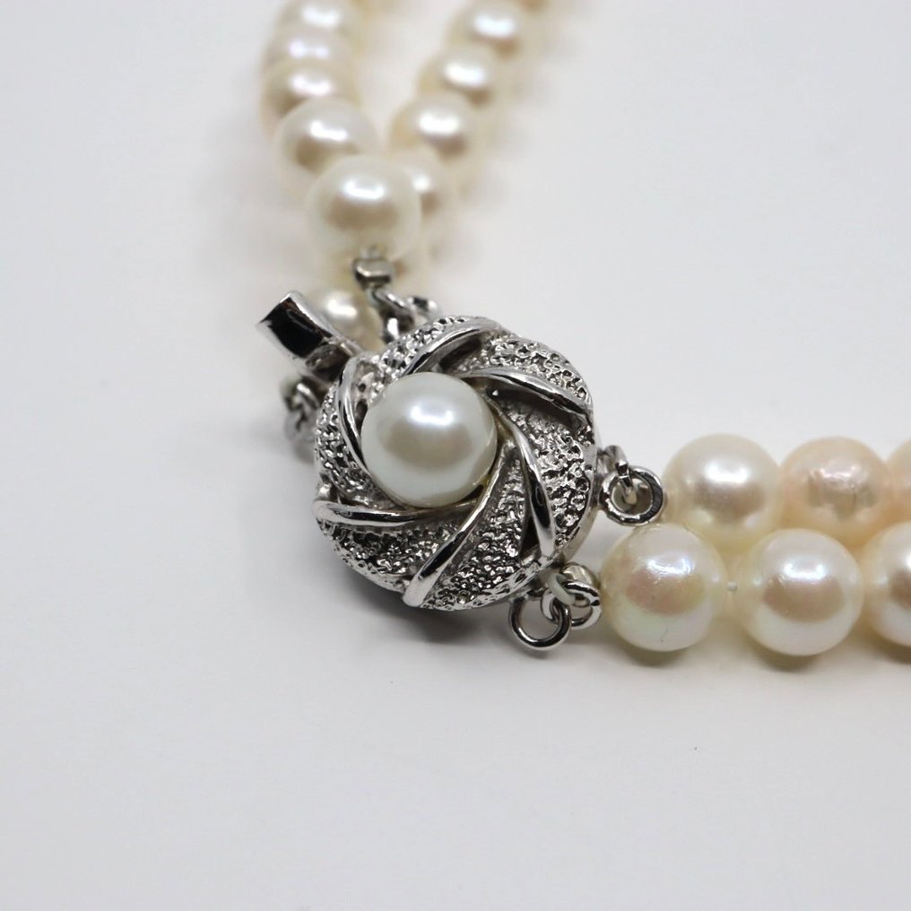 Utan reservationspris - Halsband Silver Pärla - Elegant dubbelsträng #1.0