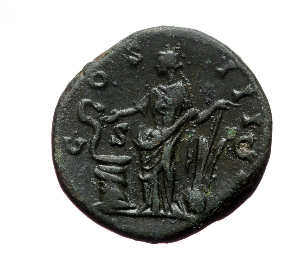 罗马帝国. 安东尼努斯·皮乌斯 （公元 138-161）. Dupondius Rome - Salus #1.0