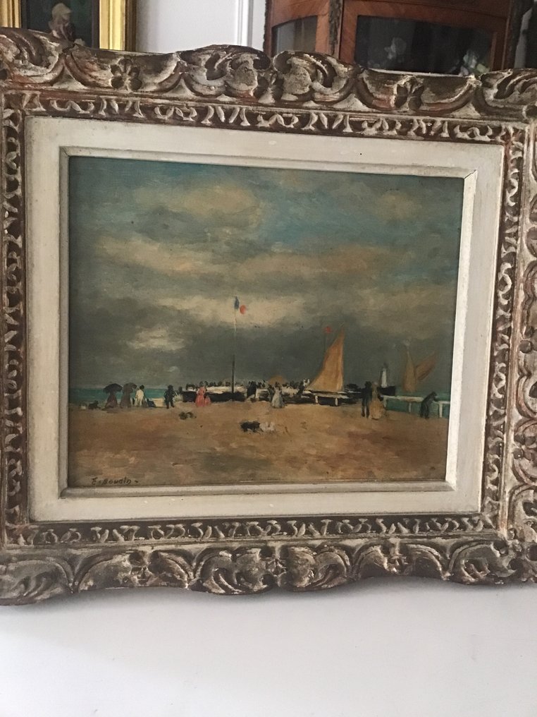 After Eugène Boudin (1824-1898) - Sur la plage #1.0