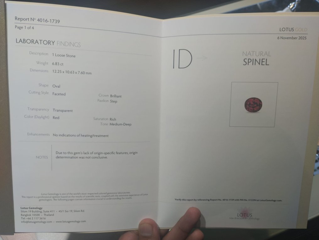 沒有保留價 紅色 尖晶石  - 6.83 ct - Lotus Gemology - 丰富的红色尖晶石 #4.3