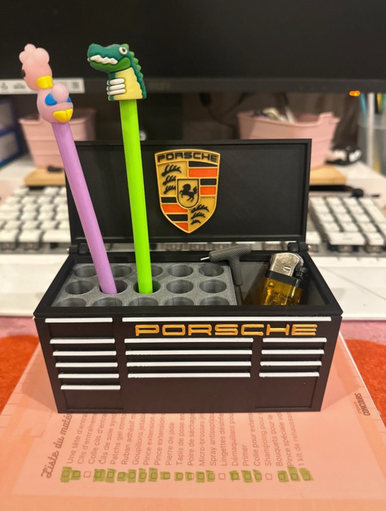 独特保时捷工具箱书桌整理器——3D打印铅笔架 - Porsche #1.0