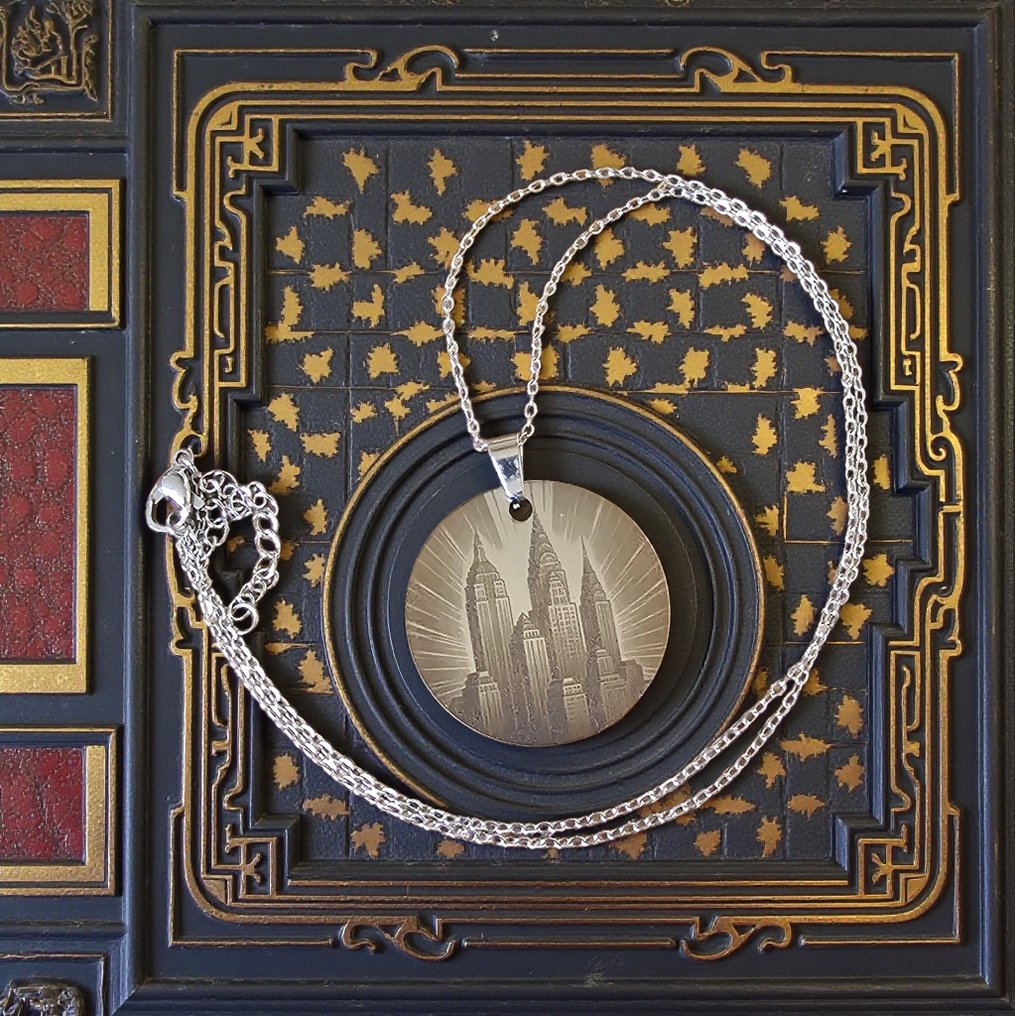 Prata - Colar com pingente - Art Deco Geometric #2.1