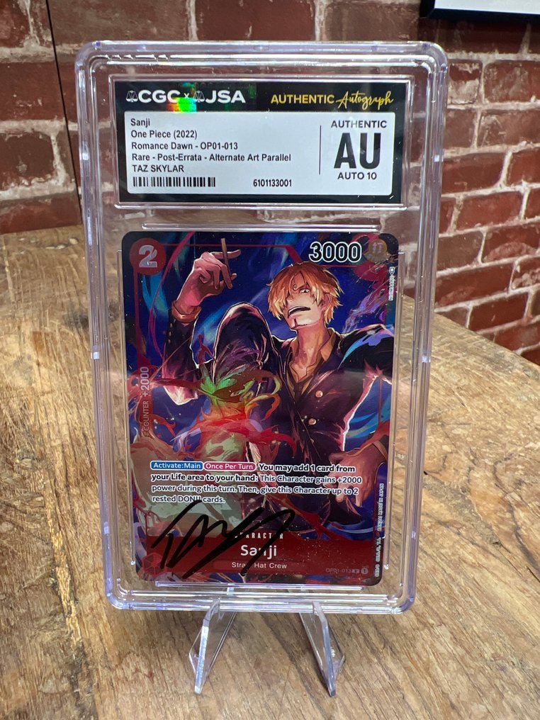 万代 - 1 Graded card - One Piece - Sanji OP01-013 亲笔签名卡, 另类艺术, 平行卡 - CGC #1.0