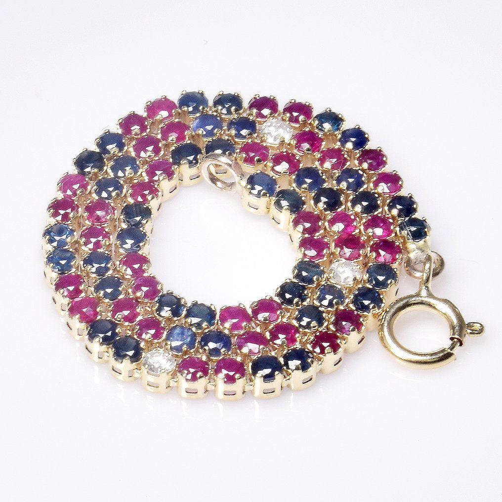 没有保留价 - 手镯 - 14K包金 黄金 -  2.35ct. tw. 混合宝石 - 钻石 - GFCO 证书 #1.0