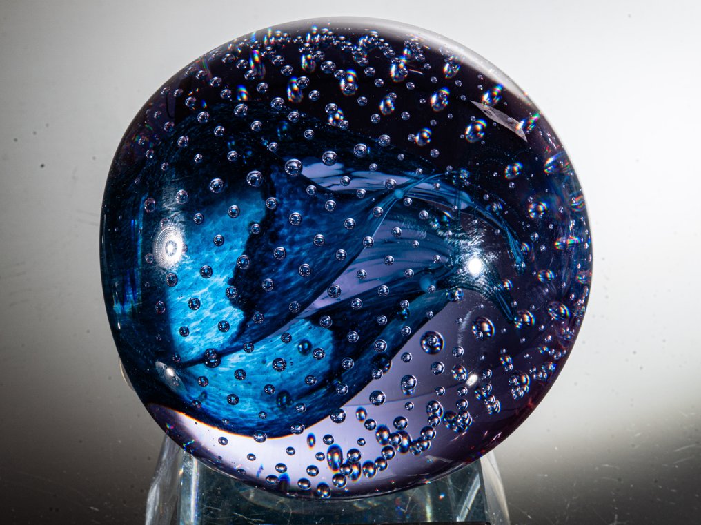 Caithness Glass - Innes Burns - 纸镇 - "Cauldron Aqua" (1982) - Ø 7,7 cm - 玻璃 #3.2