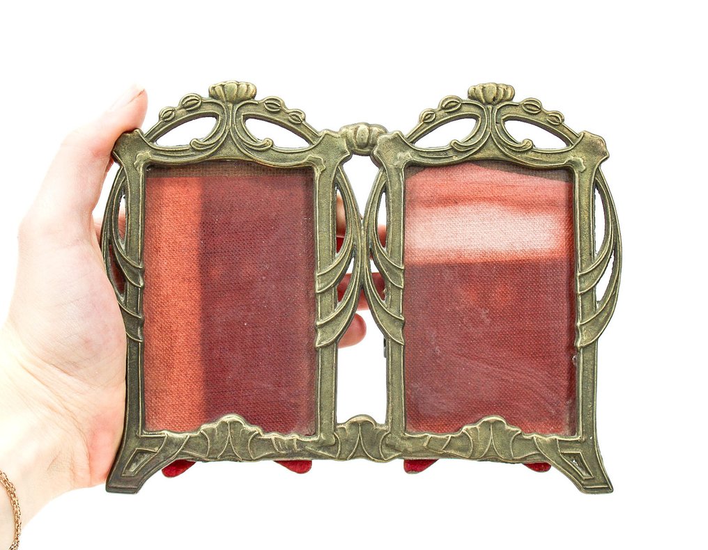 Cadre photo double style Art Nouveau - Fotolijst  - Messing, Glas #4.3