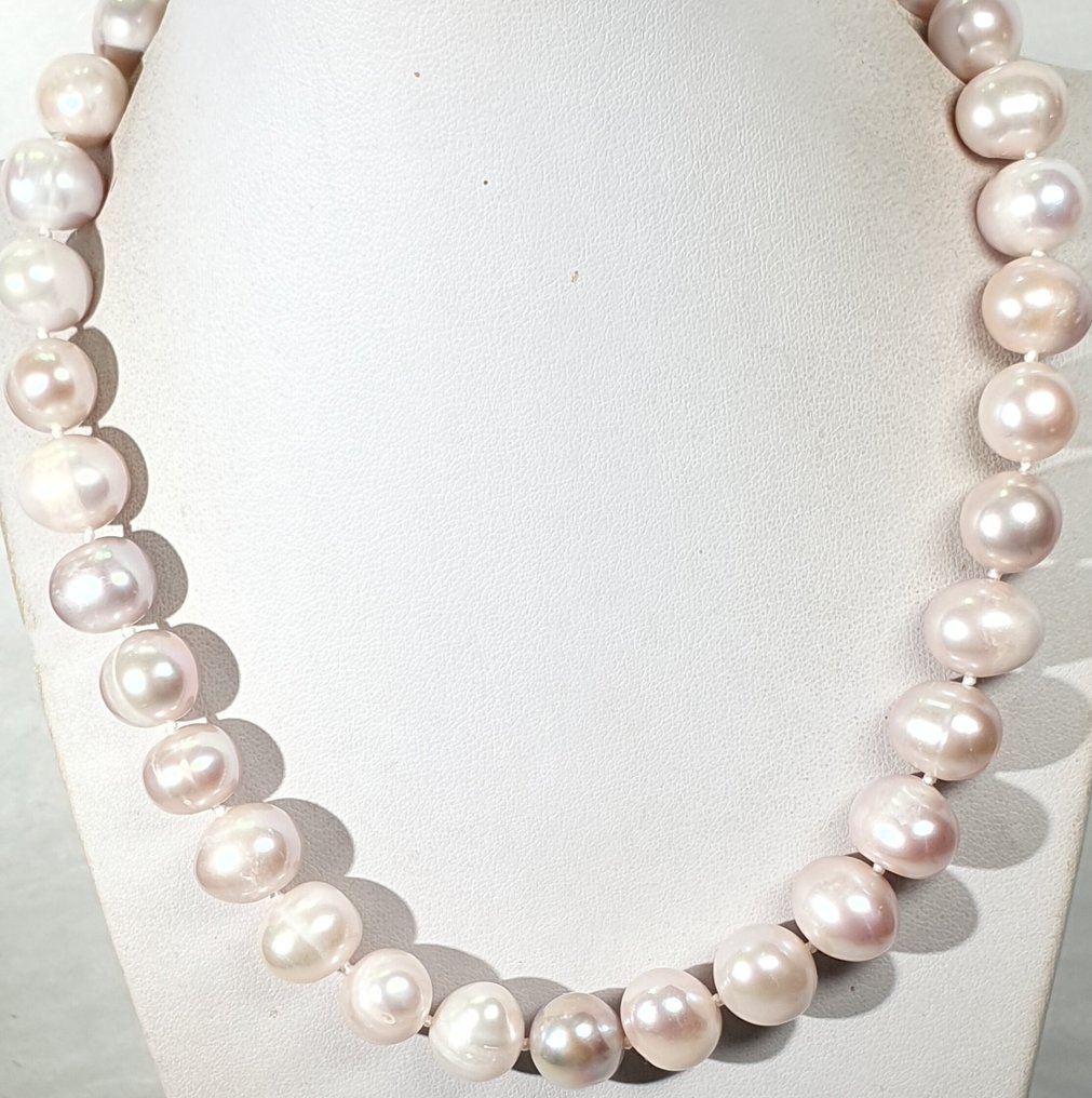 天然粉色珍珠 - 非常大 - 宁静与安详 - 925纯银 - 一流品质 - 项链 #1.0