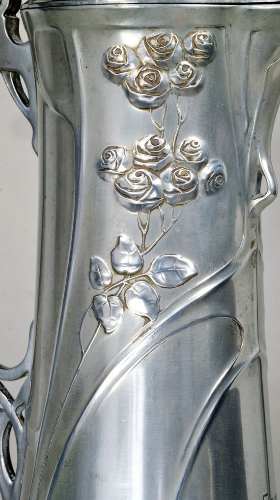 Juventa Prima Metall - Hans Peter - 玻璃水瓶 - Rosen - Silberzinn - 新艺术运动 #1.0