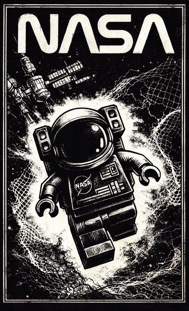 Æ (XX-XXI) - 2 x mixed media artworks - Lego Space - Signed, numbered & CoA #1.0