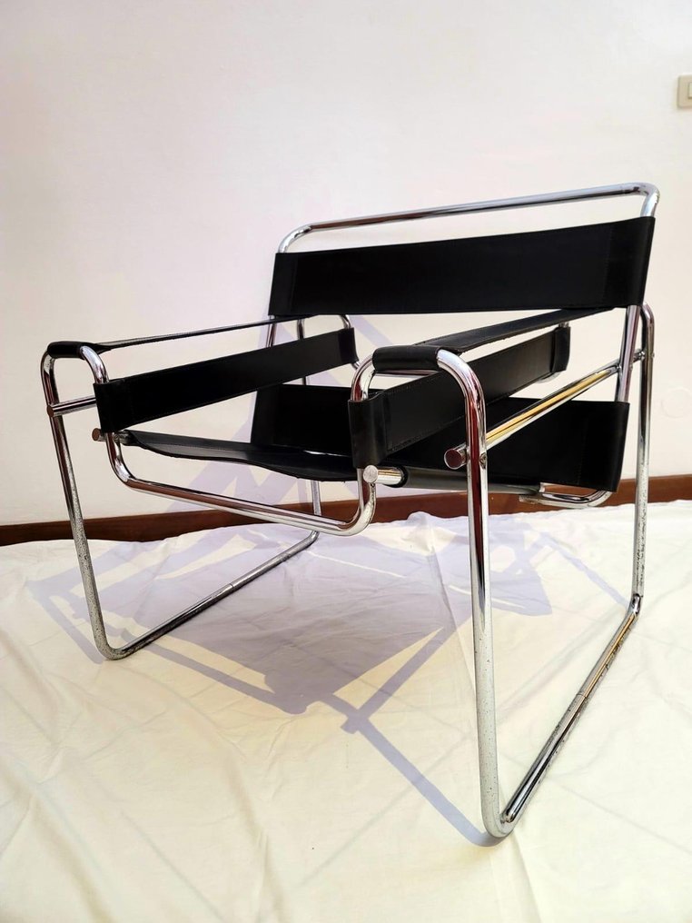 扶手椅子 - 钢, 皮革 - 镀铬钢扶手椅 #1.0