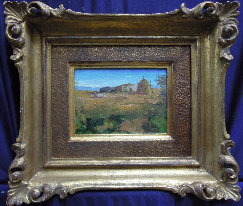 Ferruccio Rontini (1893-1964) - Paesaggio agreste e covone #4.3