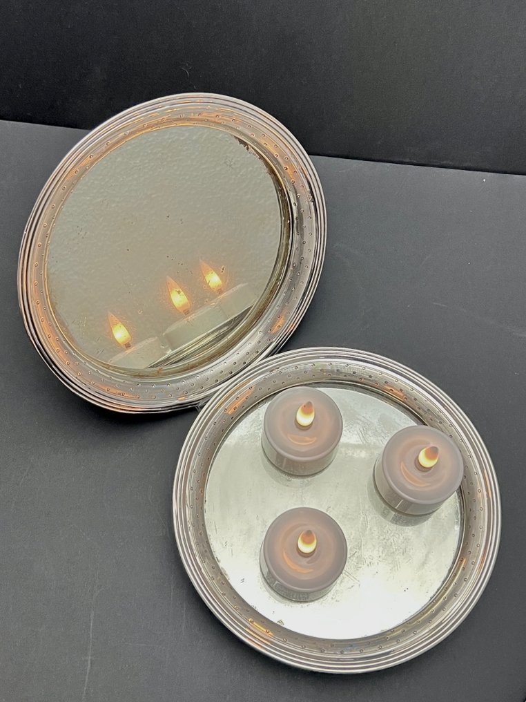 Kempen & Zn - Δίσκος (2) - Ασημένιες ποτηροθήκες για κρασί - Μικροί δίσκοι - καθρέφτης, .835 silver - Στρογγυλοί δίσκοι #4.3