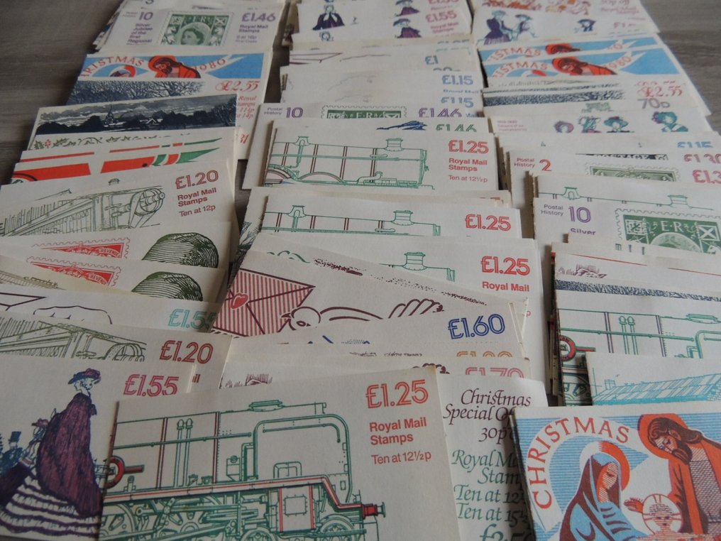 Storbritannien  - Urval / Lot av 80-talet med 100 QEII-kort av typen Machin #1.0