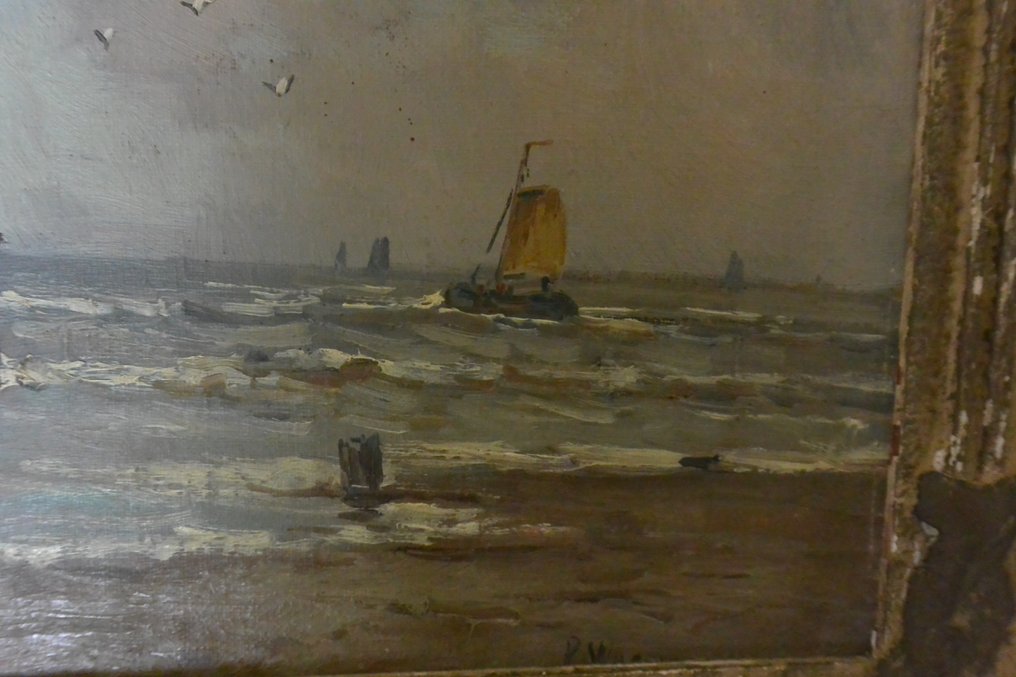 P.Wagemans (XX) - Paard en kar op het strand #4.3