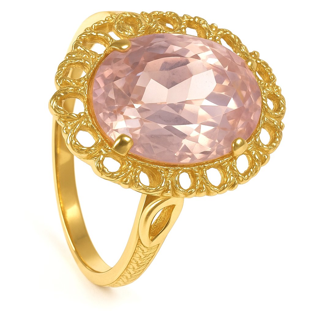 Inel - 18 ct. Aur galben -  6.50ct. tw. Cuarţ #1.0