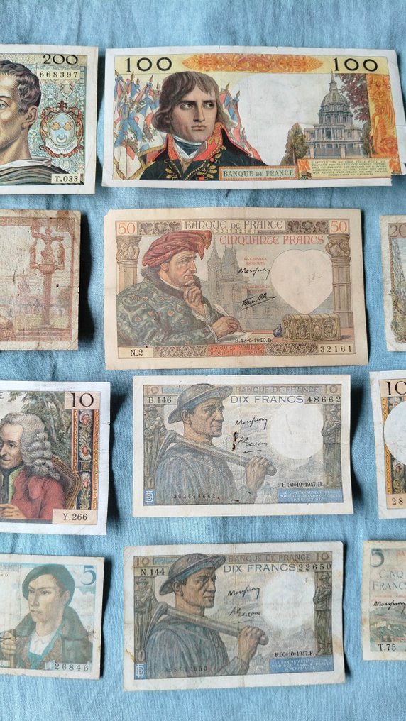 Francia. - 12 Banknotes - Various Dates  (Senza prezzo di riserva) #2.1