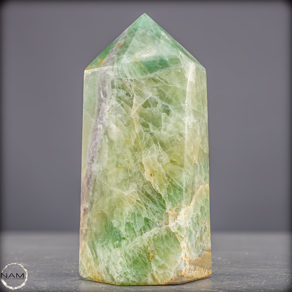 天然方解石方尖碑 清晰、结构和光彩照人的优雅- 1045.81 g #1.0