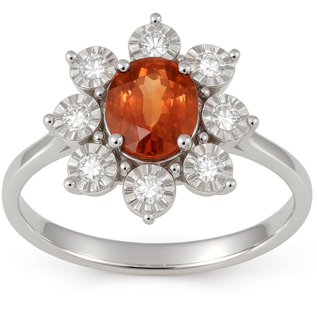 Δαχτυλίδι - 18 καράτια Λευκός χρυσός -  1.32ct. tw. Ζαφείρι - Διαμάντι #3.2