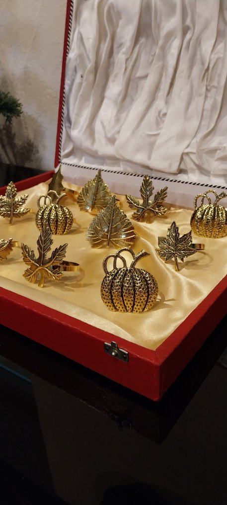 餐巾套環 (12) - 瓜科植物及叶子  - 镀金黄铜 #3.2