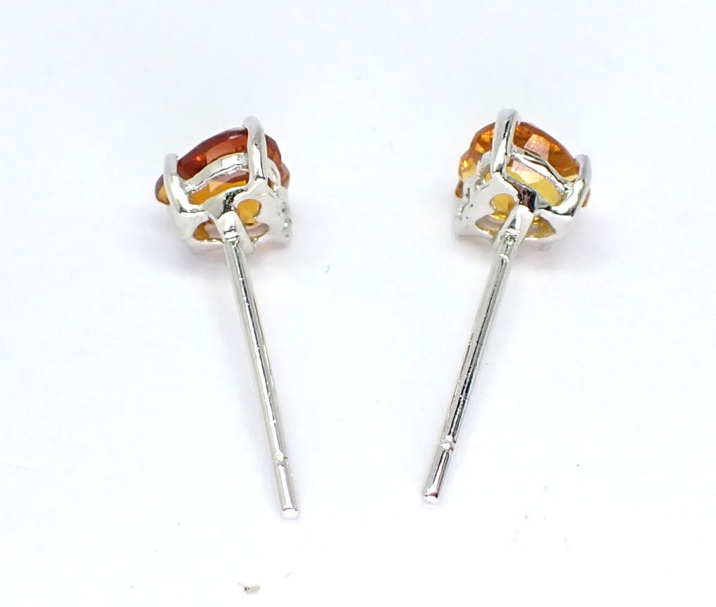 没有保留价 - 耳环 - 18K包金 白金 -  0.70ct. tw. 黄水晶 - 无底价 #2.1