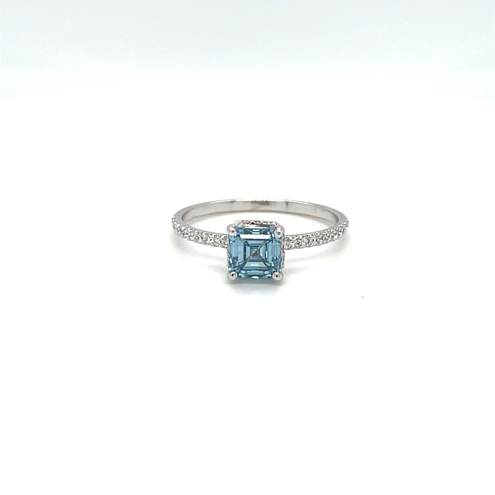 χωρίς τιμή ασφαλείας - Δαχτυλίδι - 14 καράτια Λευκός χρυσός -  1.30ct. tw. Μπλε Διαμάντι (Διαμάντια εργαστηριακής καλλιέργειας με φανταχτερά χρώματα) - Διαμάντι #1.0