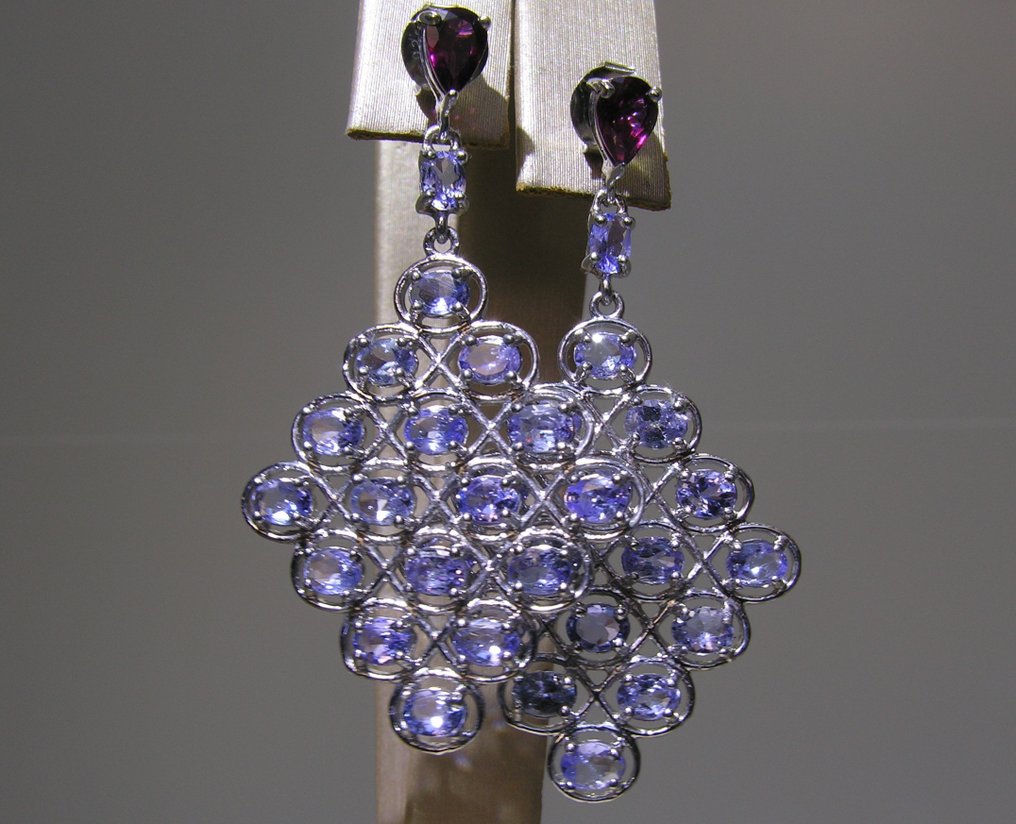 Tanzanit Kolczyki - Wysokość: 47 mm - Szerokość: 26 mm- 7.9 g - (2) #3.2