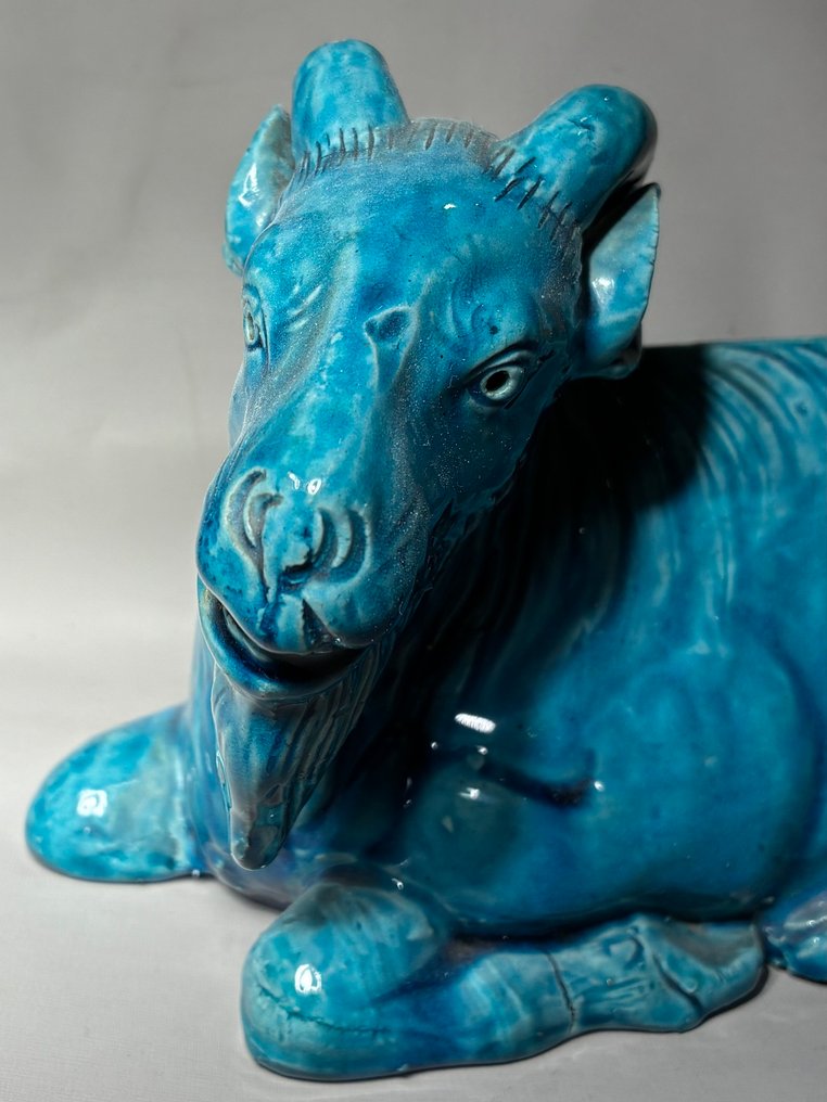 一只山羊的雕像 - 绿松石色（无底价出售） - 瓷器 - 中國 - 清嘉慶（1796-1820） #4.3