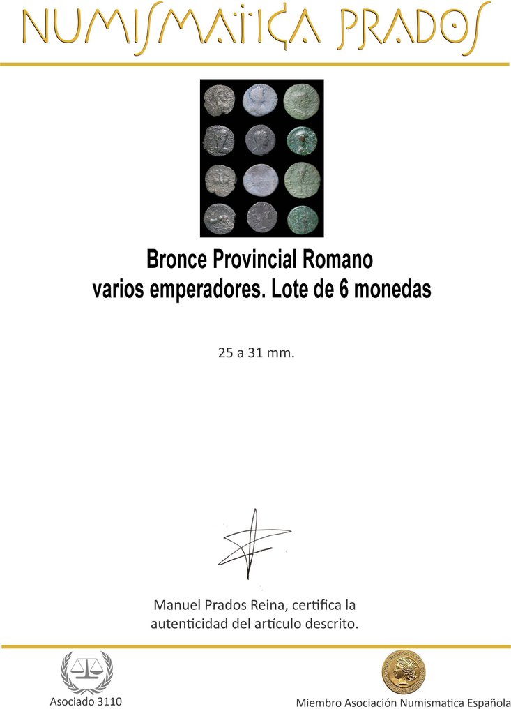 罗马帝国(省). Varios Emperadores. Lote de 6 monedas. Modulos grandes (没有保留价) #1.0