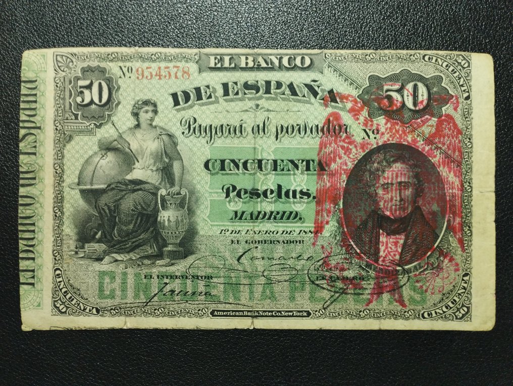 Spanien. - 50 Pesetas - 1884 - Edifil 283 - Pick 25 #1.0