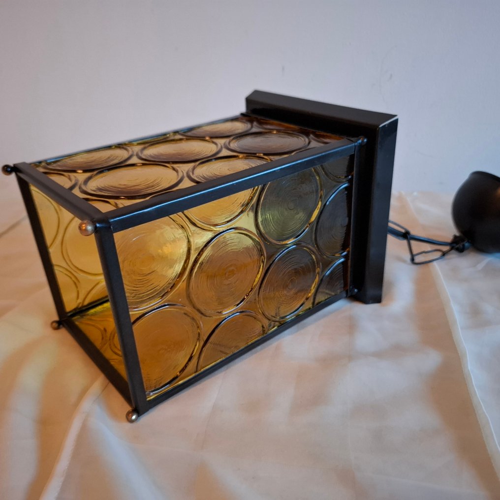 Caged ceiling lamp - Brass, Glass - Pendant lamp #4.3