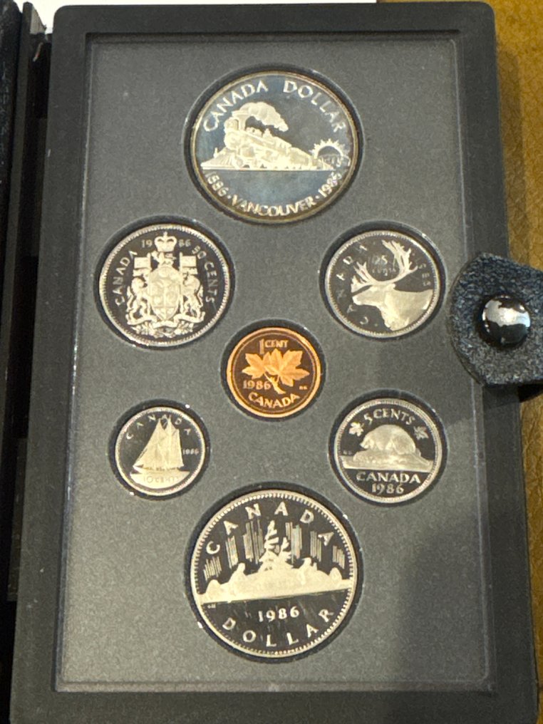 Canada. 1 Dollar 1986 KMS mit Vancouver, Proof 23.32g mit CoA und BOX  (No reserve price) #1.0