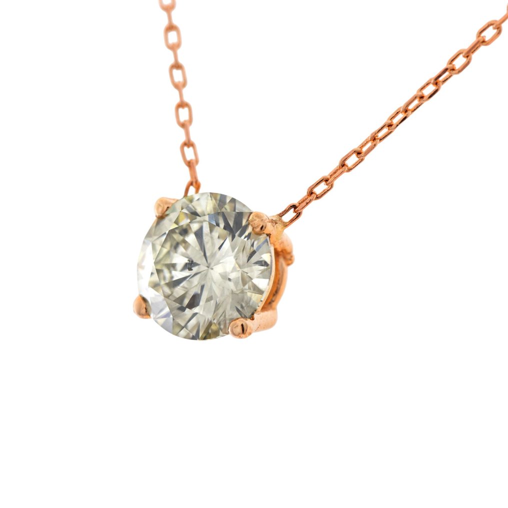 χωρίς τιμή ασφαλείας - Κολιέ με μενταγιόν - 14 καράτια Ροζ χρυσό -  2.01ct. tw. Κίτρινο Διαμάντι (Φυσικού χρώματος) #4.3