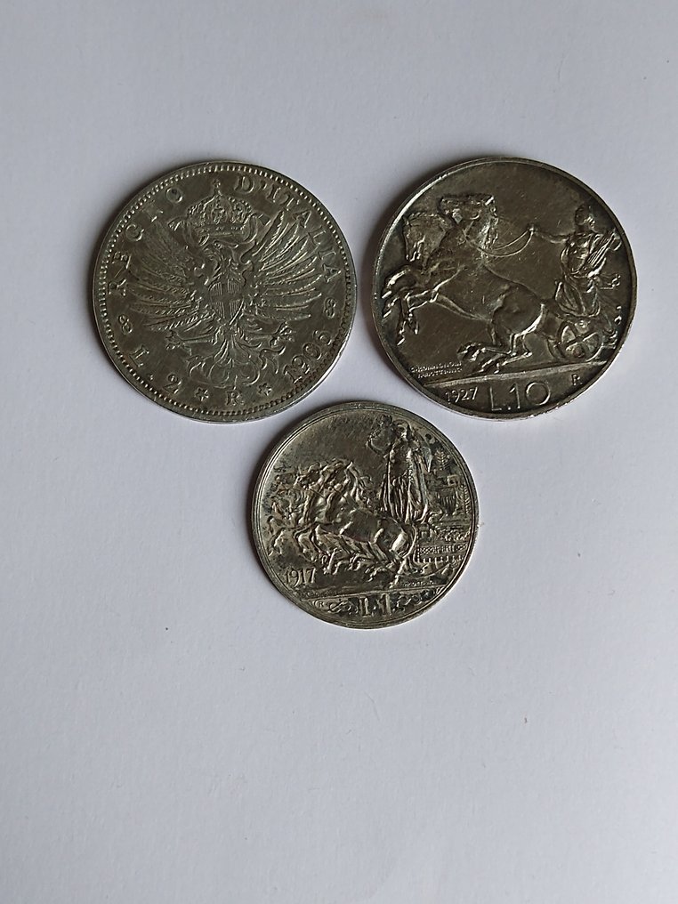 Βασίλειο της Ιταλίας, 3 ασημένια νομίσματα 1906/1917/1927..  (χωρίς τιμή ασφαλείας) #1.0
