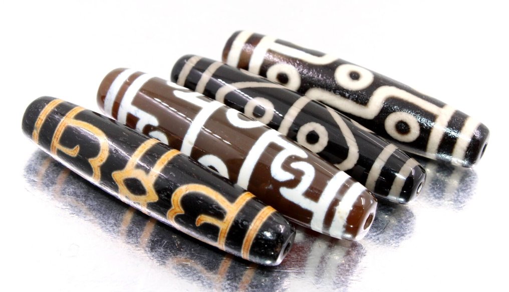 4颗古老的佛教圣藏天然玛瑙DZI念珠,拥有3、8和9眼 护身符- 65.5 g #3.2