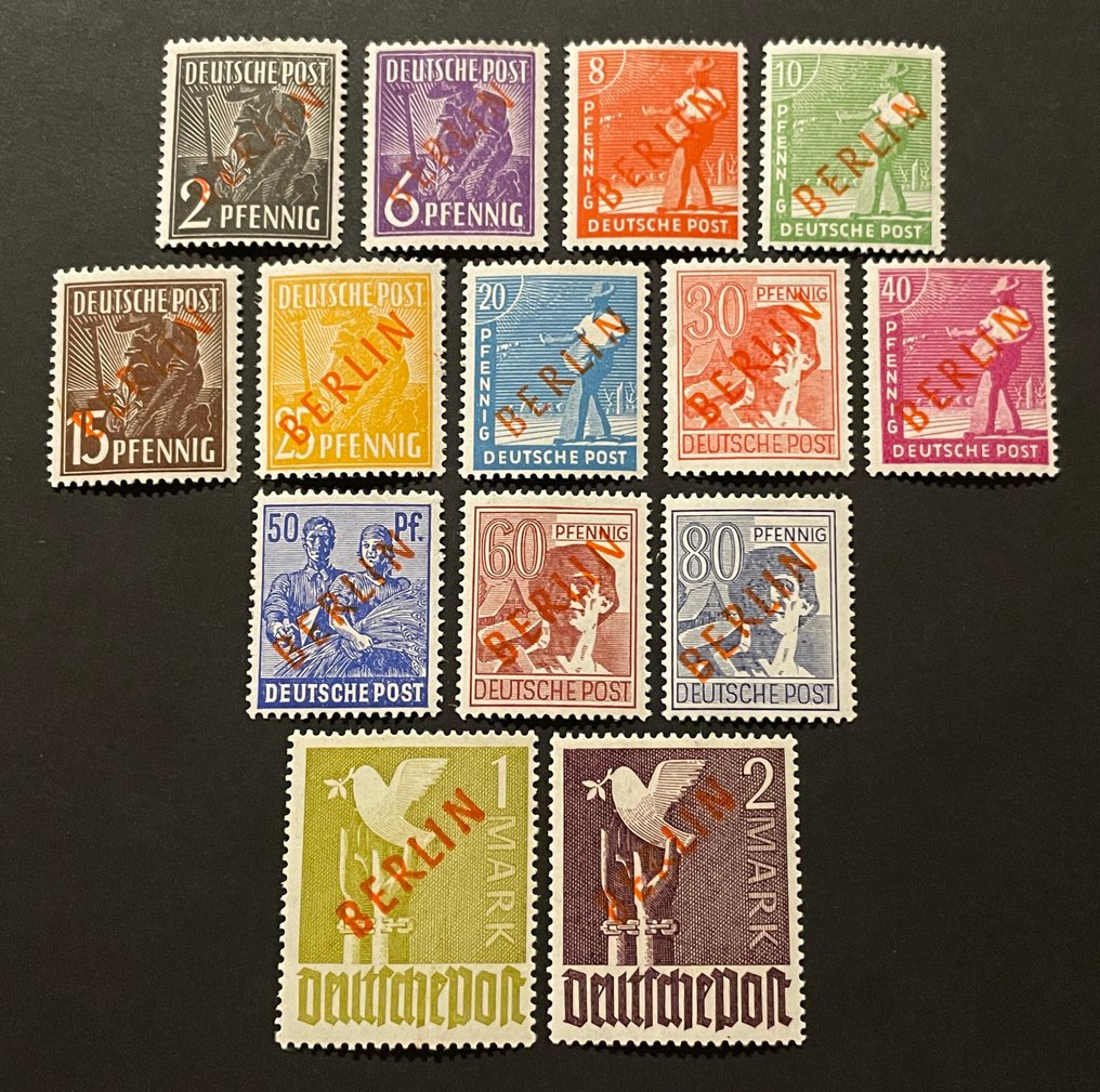 Βερολίνο 1949 - Berlin Σάτζ 21 - 34 Ροταύδραχμο postfrisch - Michel 21-34 #1.0