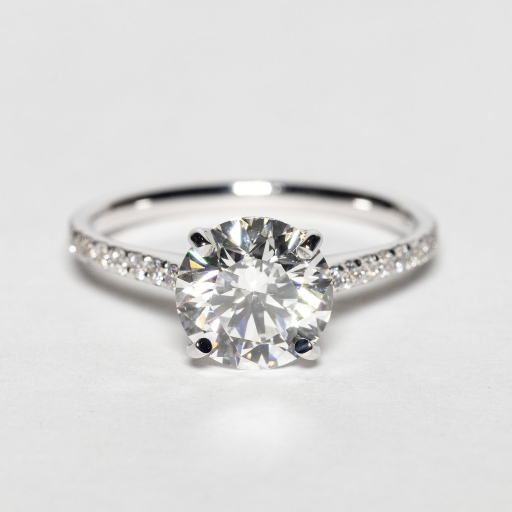 沒有保留價 - 訂婚戒指 - 18 克拉 白金 -  2.12ct. tw. 鉆石 (實驗室培育) - 鉆石 - E VS1 IDEAL #1.0