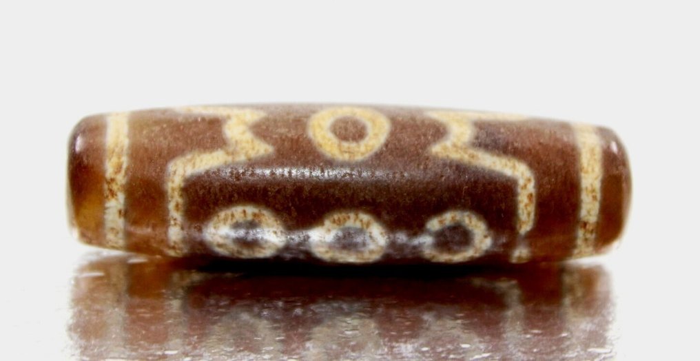 稀有古老独特的佛教圣藏族DZI七眼天然玛瑙珠 护身符- 21.8 g #4.3