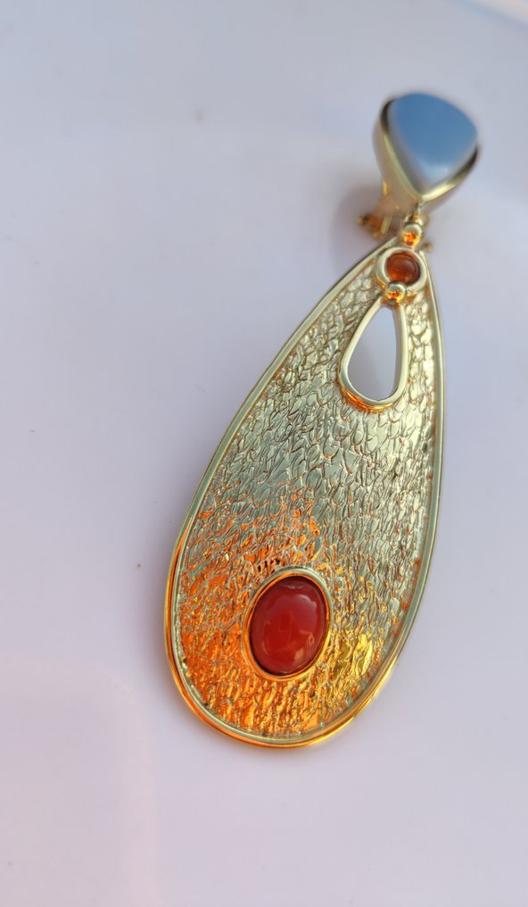 Senza prezzo di riserva - Orecchini Argento -  16.00ct. tw. Corallo - Opale - Ethnos Design #3.2