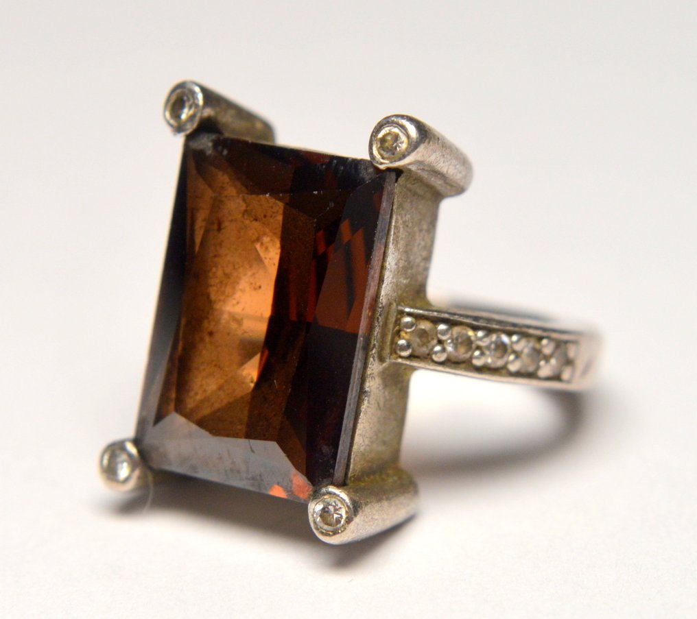 沒有保留價 - 戒指 925纯银 石英 - Brown Smoky Quartz #1.0