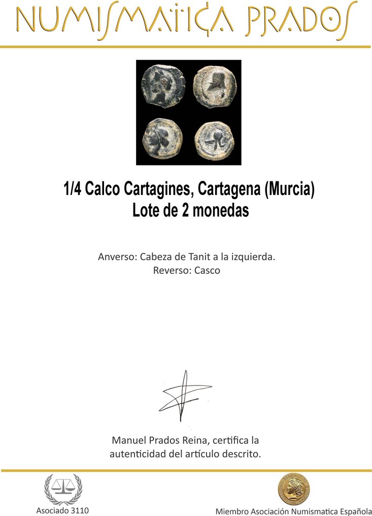 Hispania, Cartagonova 1/4 Calco Lote de 2 monedas (χωρίς τιμή ασφαλείας) #1.0