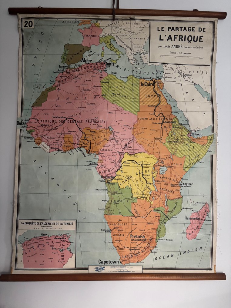 Louis André : Docteur es-Lettres - Grande Affiche scolaire ancienne – Le Partage de l’Afrique - 1950-luku #1.0