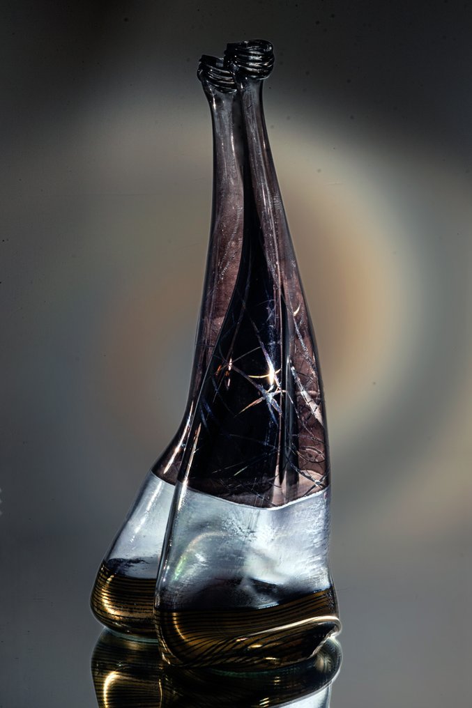 Vera Walther - Heiner Düsterhaus - Βάζο - Αντικείμενο βάζου «Διπλή κόμπρα» - ύψος 34 εκ. - Γυαλί #1.0