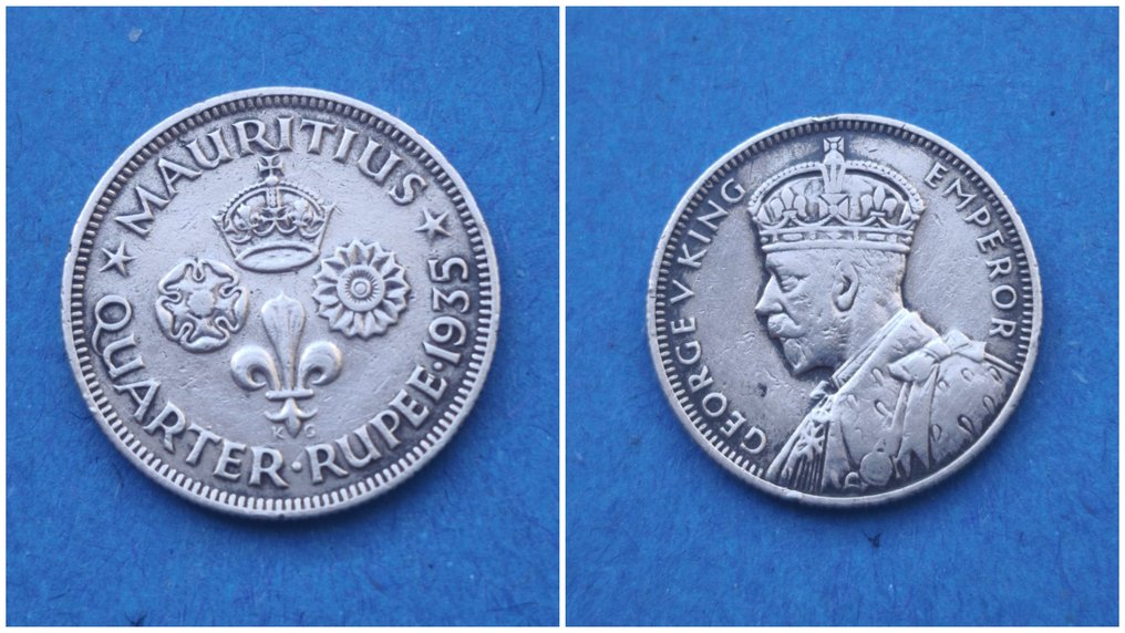 毛里求斯, 南罗得西亚(英国殖民地). 乔治五世. 1935 / Lot of 2 Silver Coins (没有保留价) #2.1