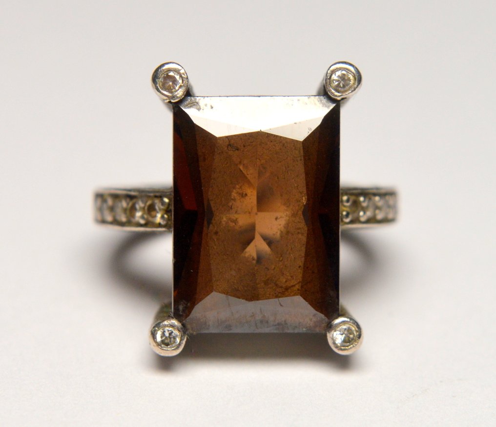 沒有保留價 - 戒指 925纯银 石英 - Brown Smoky Quartz #1.0